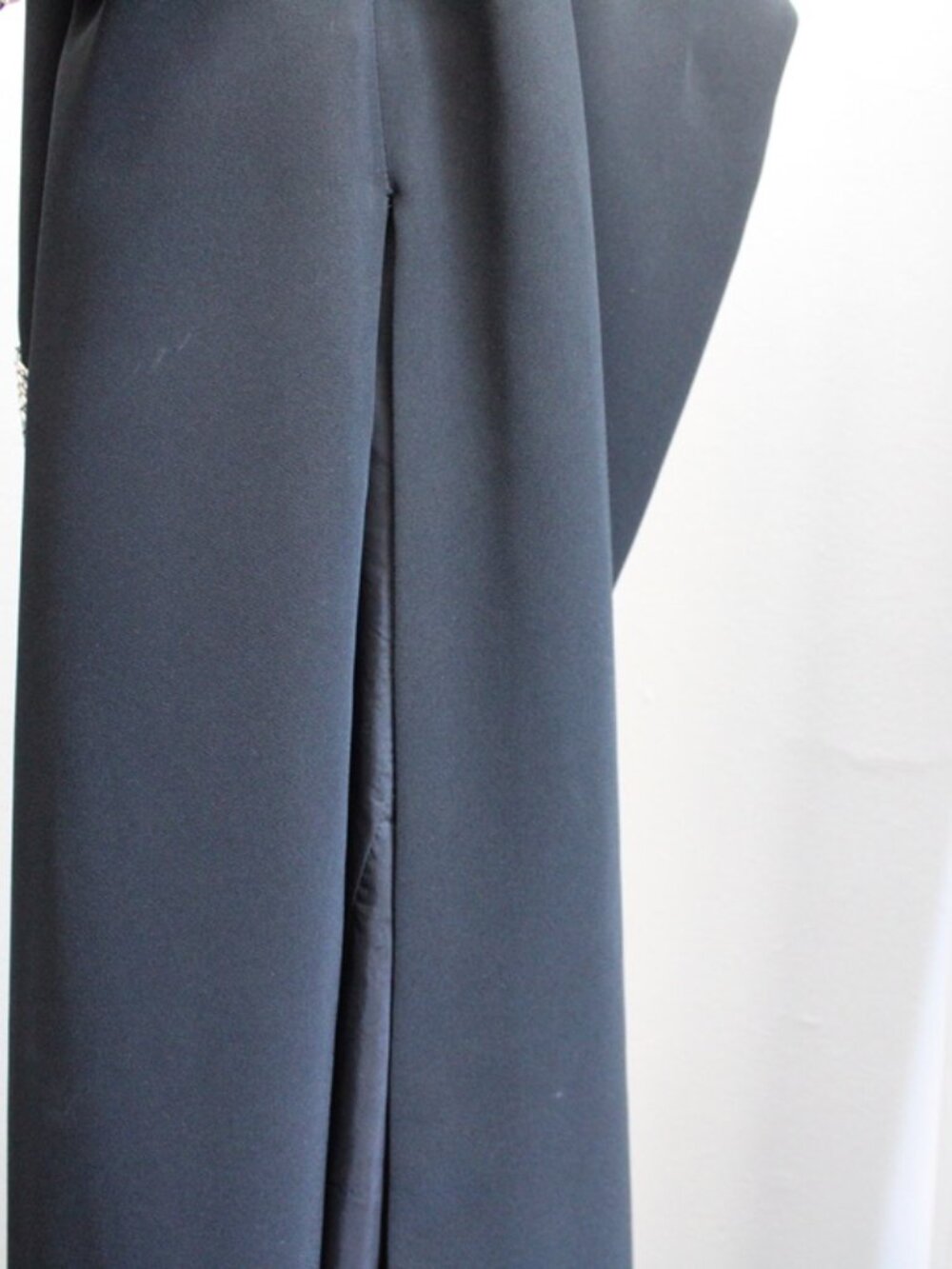 Niteline VTG Y2K Black Silver Beaded Halter Neckline Maxi Formal Dress Size 8 - Picture 3 of 9